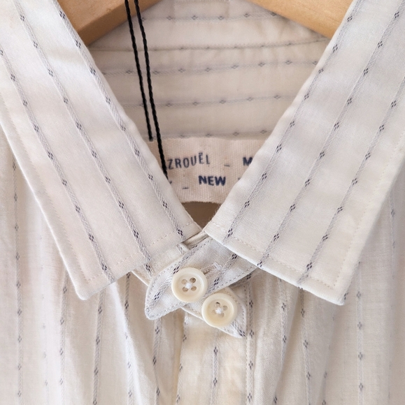 Yigal Azrouel Cream Beige Ivory Stripes Button Down Shirt USA Israel S - Picture 8 of 14